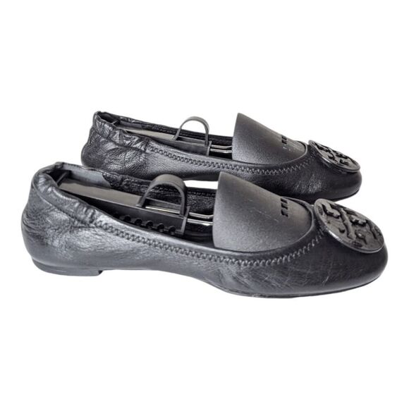 TORY BURCH Minnie Black Leather Ballet Flats Size 7M - Picture 3 of 11